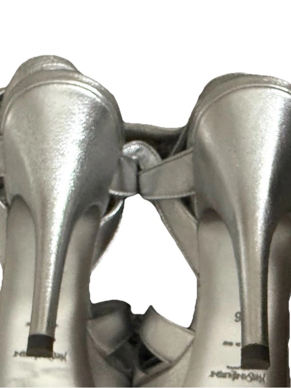 Yves Saint Laurent Metallic Silver Tribute Stiletto Heels Sandals Size 36/6 - Picture 4 of 13